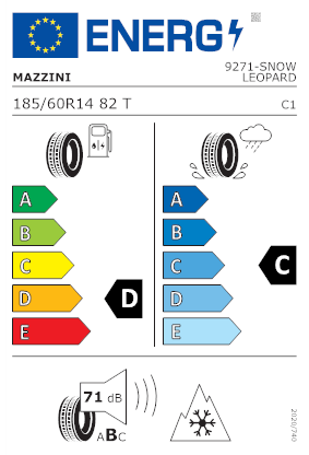 Etichetta per gomma: MAZZINI, SNOWLEOPARD 185/60 R14 82T Invernali