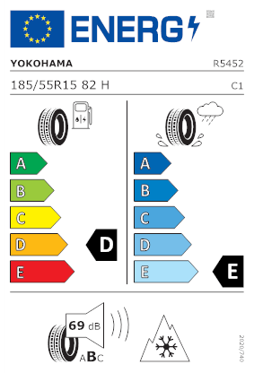 Etichetta per gomma: YOKOHAMA, ICEGUARD IG53 185/55 R15 82H Invernali