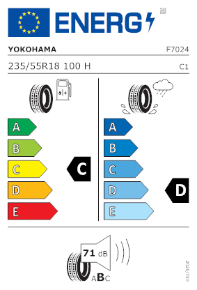 Etichetta per gomma: YOKOHAMA, GEOLANDAR G91AV TOYOTA 235/55 R18 100H Estive