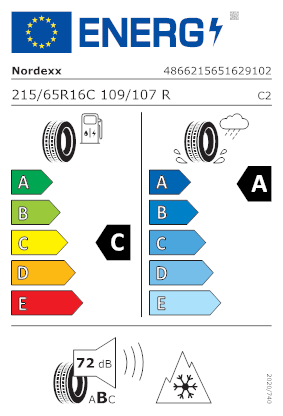 Etichetta per gomma: NORDEXX, WINTERSAFE VAN 2 215/65 R16 109R Invernali